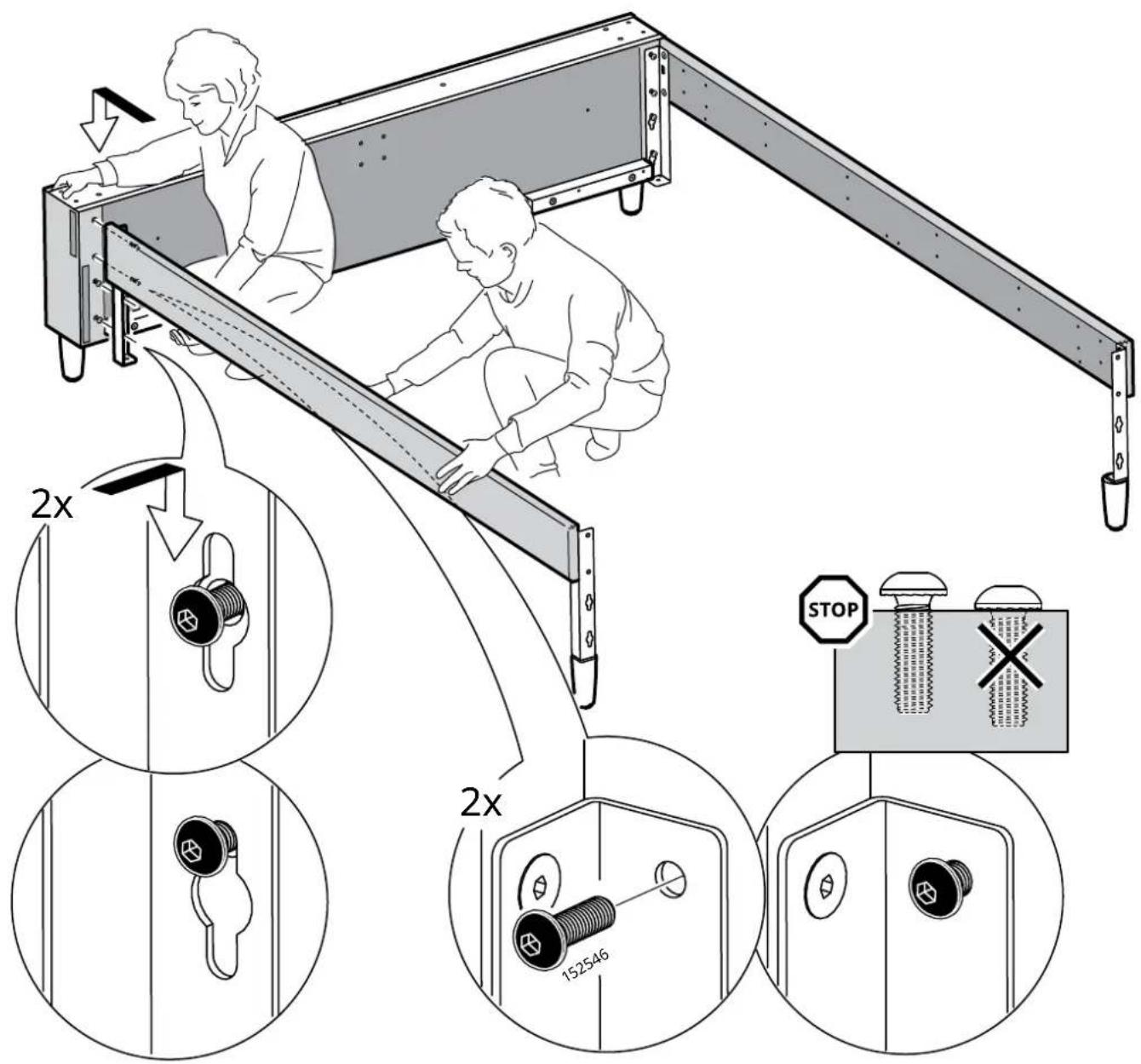 Technical diagram illustrating a mechanical assembly with labeled components and 2x magnified views of the component.
