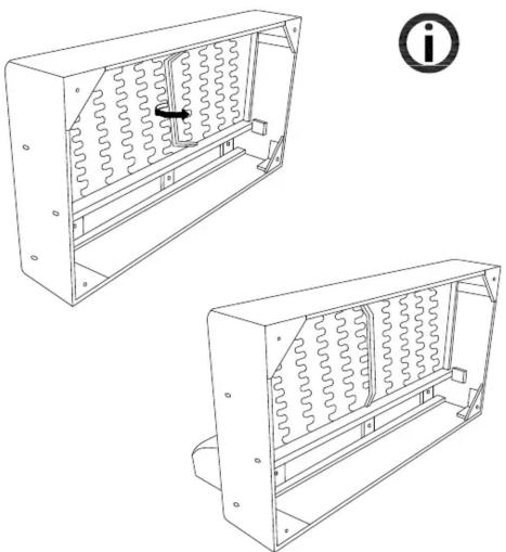 Technical line drawing of two open electrical enclosure compartments with coiled spring elements, no text or symbols present