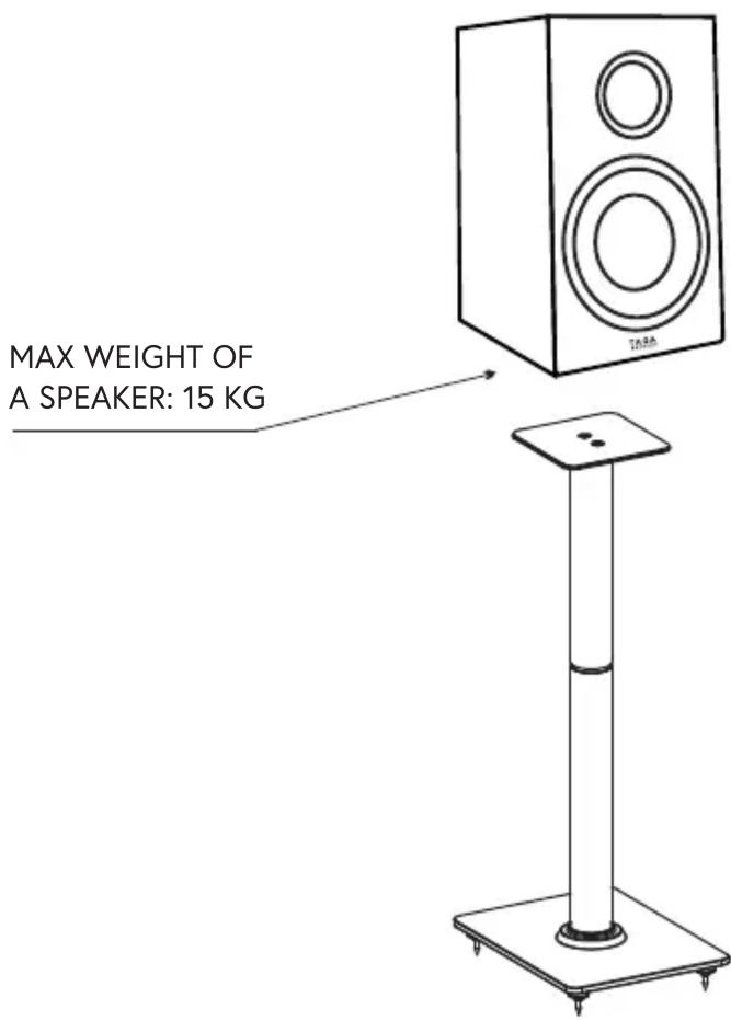 MAX WEIGHT OF A SPEAKER: 15 KG