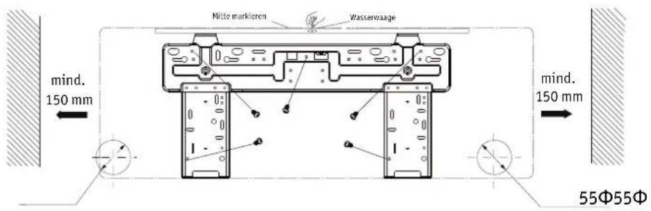 nitte markieren Wasserwaage mind. 150 mm mind. 150 mm 55Φ55Φ