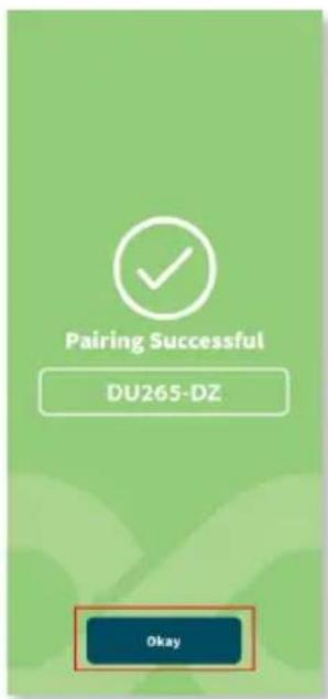 Pairing Successful DU265-DZ Okay