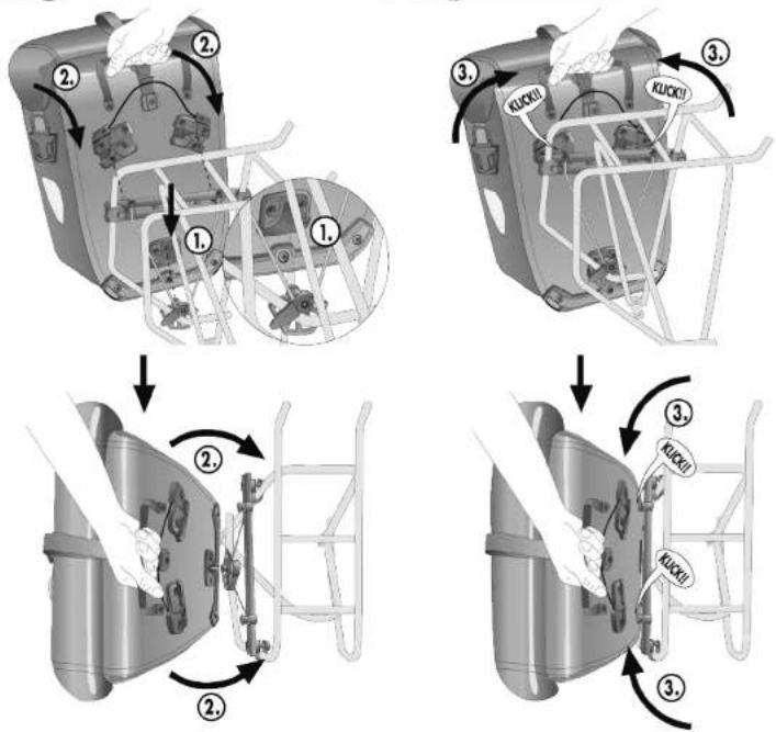 Technical diagram illustrating four steps of a vehicle cabin seat assembly with labeled components and directional arrows.