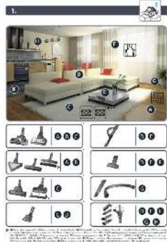 Product catalog page for a living room with numbered items and corresponding icons for lighting fixtures.