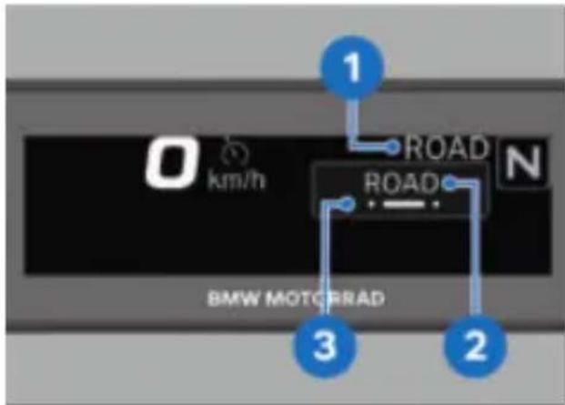 0 km/h 1 ROAD N ROAD BMW MOTORRAD 2 3