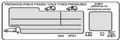 PRESSIONS PNEUS FROIDS / COLD TYRES PRESSURES 加压力 diffraction on cooling tracts bar RESET CORE 加压力