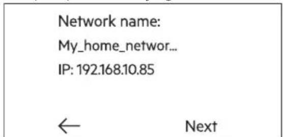 Network name: My_home_network... IP: 192.168.10.85 ← Next