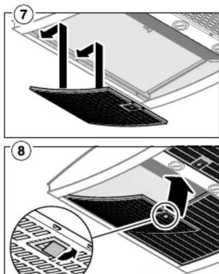 Diagram showing two steps of installing a solar panel, with numbered annotations and a magnified view highlighting the component.
