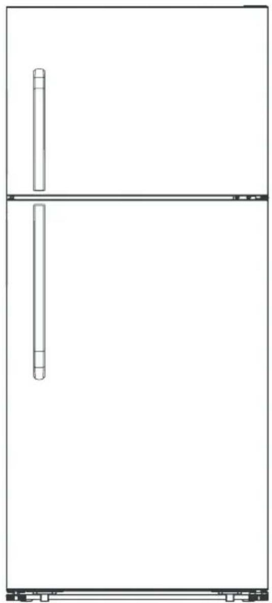 Front view of a double refrigerator with two vertical side panels (no text or symbols)