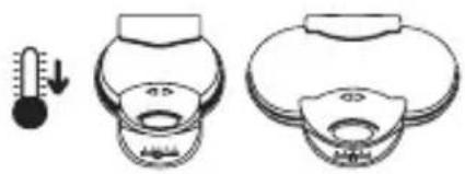 Diagram showing a thermometer measuring the height of a small object, with an arrow indicating measurement direction.