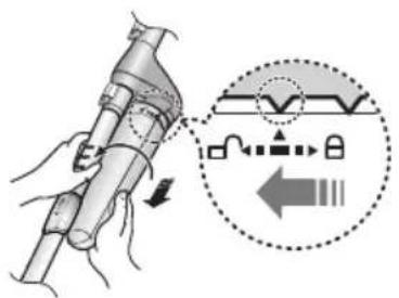 Diagram illustrating a mechanical or electrical component being adjusted, with an inset showing a waveform graph and directional arrows.
