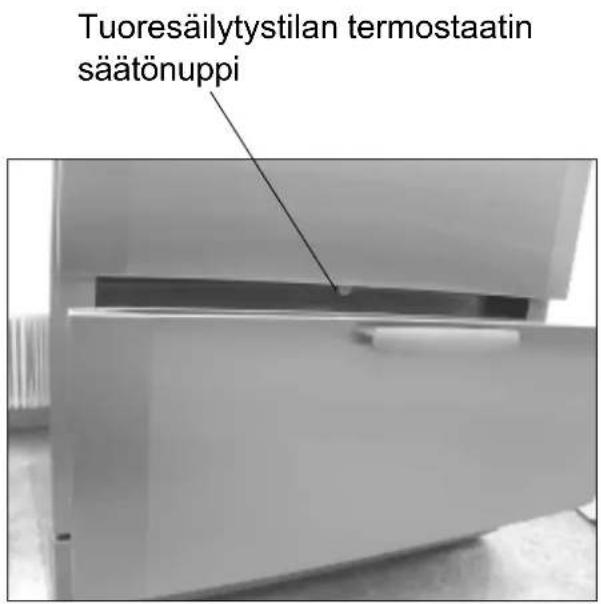 Tuoresäilytystilan termostaatin säätonuppi