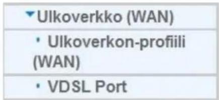 Ulcoverkko (WAN) • Ulkoverkon-profiili (WAN) • VDSL Port