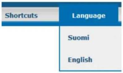 Shortcuts Language Suomi English