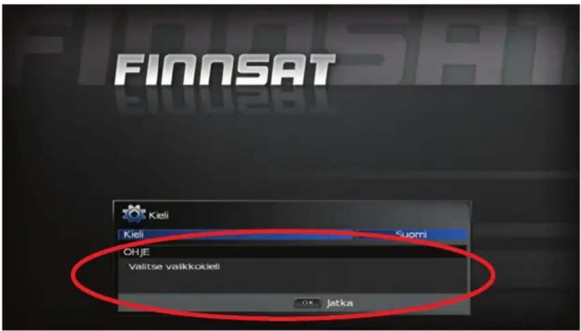 FINNSAT Kieli Kieli Suomi OHJE Valitse vaikkokiel OK Jatka