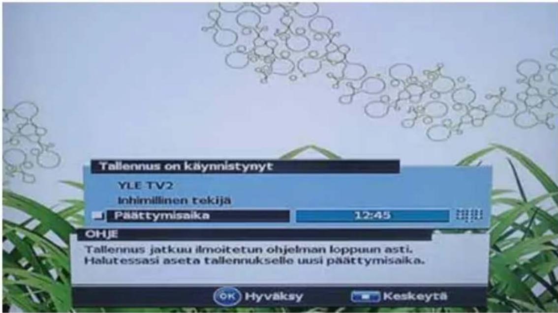 Tallennus on käynnistynyt YLE TV2 Inhimillinen tekija Päättymisika 12:45 OHJE Tallennus jatkuu ilmoitetun ohjelman loppuun asti. Halutessasi aseta tallennukselle uusi päättymisika.