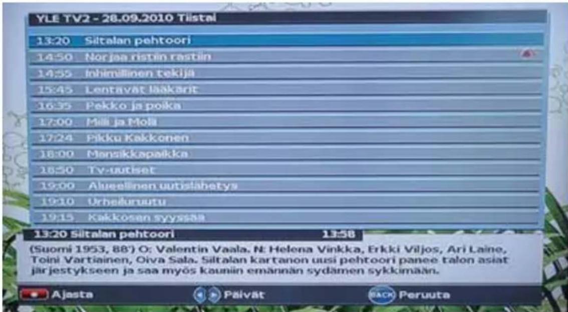 YLE TV2 - 28.09.2010 Tiistal 13:20 Siltalan pehtoori 14:50 Norjaa ristuin rastiin 14:55 Inhimilinen tekija 15:45 Lentavät laakarit 16:35 Pekko ja poika 17:00 Mili ja Moli 17:24 Pikku Kakkonen 18:00 Mensikkapaikka 18:30 Tv-tutiset 19:00 Alueellinen uutislahetys 19:10 Urheiluruutu 19:15 Kakkosen syyssäa 13:20 Siltalan pehtoori 13:58 (Suomi 1953, 88') O: Valentin Vaala, N: Helena Vinkka, Erkki Viljos, Ari Laine, Toini Vartiainen, Oiva Sala. Siltalan kartanon uusi pehtoori panee talon asiat jär jestykseen ja saa myös kauniin emännän sydämen sykkimään. Ajasta Paivät Back Peruuta