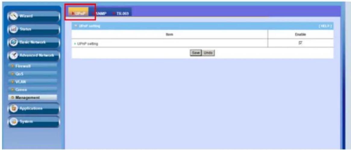 UPnP SNMP TR.063 UPnP setting Item Enable UPnP setting Save Undo Command Command Command Command Command Command Command Command Command Command Command Command Command Command Command Command Command Command Command Command Command Command Command Command Command Command Command Command Command Com…
