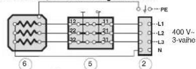 12 11 PE L1 400 V~ L2 3-vaine 22 21 L3 32 31 N ⑥ ⑤ ②