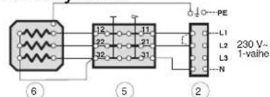 6 12 11 22 21 32 31 5 2 230 V~ 1-valve PE L1 L2 L3 N