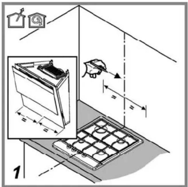 Diagram illustrating a kitchen appliance installation procedure with labeled components and dimensions