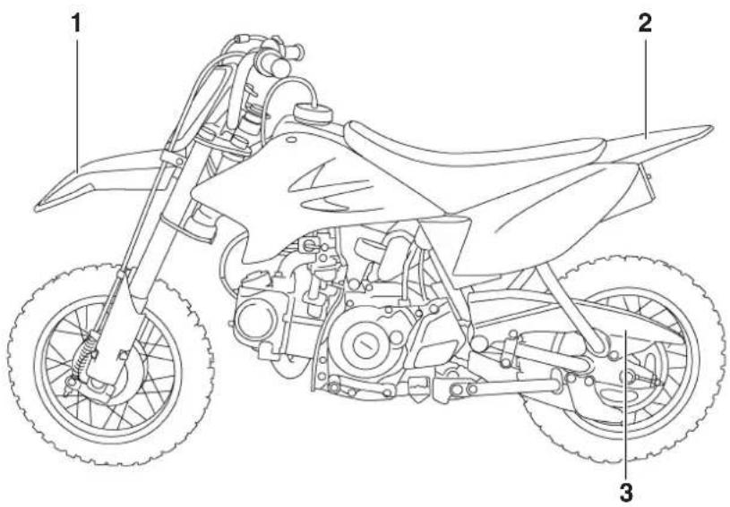 YAMAHA TT-R50 (2010) - LOCATION OF IMPORTANT LABELS - 1