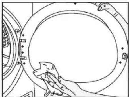 BEKO EDPS 7404 W2 - Rengöring av luddfilter/ luckans inre yta - 6