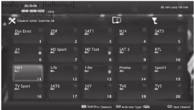 GRUNDIG 49 VLE 8460 BP - Digitaalisten kanavien kanavaeditorin muuttaminen - 1