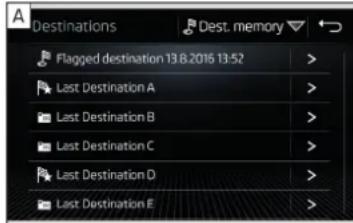 Destinations Flagged destination 13.8.2016 13:52 Last Destination A Last Destination B Last Destination C Last Destination D Last Destination E Dest. memory