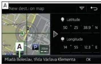 A New dest.: on map Latitude 50° 25° 38.9° N Longitude 14° 55° 12.3° E. Mladá Boleslav, třída Václava Klementa OK