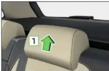 SKODA Kadiaq (2017) - Säädä ensimmäisen takapenkin pääntuet - 1