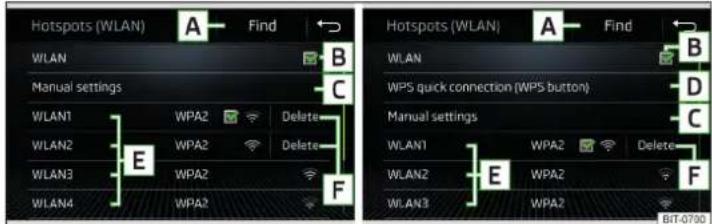 SKODA Kadiaq (2017) - Infotainment-järjestelmän yhdistäminen ulkoisen laitteen Hotspotiin (WLAN) - 1