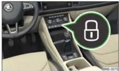 SKODA Kadiaq (2017) - Auton lukituksen avaaminen / lukitseminen keskuslukituksen painikkeella - 1