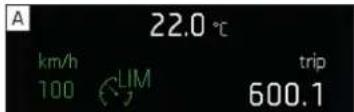 A 22.0 °C km/h 100 LIM trip 600.1