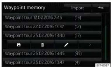 Waypoint memory Import Waypoint tour 12.02.2016 7:45 (13) Waypoint tour 22.02.2016 17:37 (12) Waypoint tour 25.02.2016 13:30 (17) Waypoint tour 25.02.2016 13:45 (35) Waypoint tour 25.02.2016 13:47 (4) BIT-0987