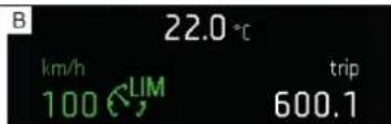 B 22.0 °C km/h 100 € LIM trip 600.1
