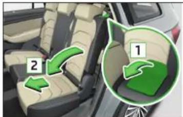 SKODA Kadiaq (2017) - Selkänojan kaltevuuden säätäminen - 1
