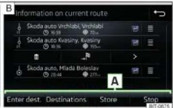 Information on current route Skoda auto Vechlabl, Vechlabl 16:38 70m Skoda auto Kvasiny, Kvasiny 18:36 155m Skoda auto, Mladá Boleslav 18:44 272m Enter dest. Destinations Store Stop BIT-0675