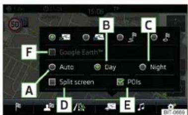 50 Google Earth™ Auto Day Night Split screen POIs A B C D E BIT: 0669