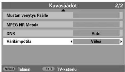 TOSHIBA Regza 32C3500P - Paina Kuvasäädöt -valikossa ▼, kunnes Värilämpötila on korostettuna. - 1