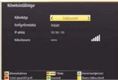 Näverksinställningar Näverkstyp Erdies internet > Konfigurionstatus Anlaten IP-äress 192 568.1 500 Näberkonname ammy Aktiverwaktions at work Tiltika Internet bestlightest To best speed with profit Weaternaf Skarna töllöse internet