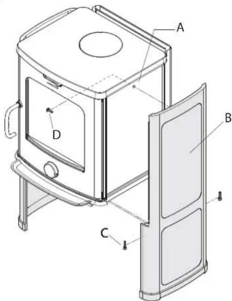 JOTUL F 145 S - Kiertoilmapaneelien asentaminen - 1