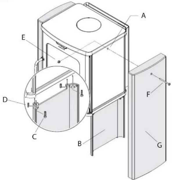 JOTUL F 145 S - Vuolukivisten sivupaneelien asentaminen - 1