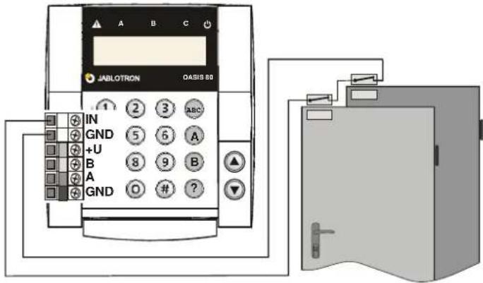 JABLOTRON OASIS 80 IN 2 3 ABC GND 5 6 A +U B 8 9 B A GND O # ?