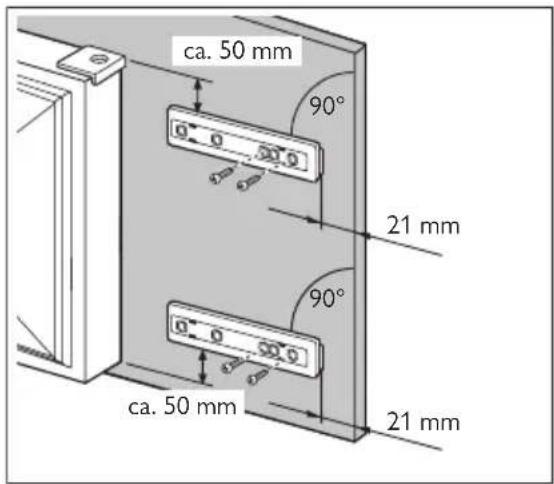 ca. 50 mm 90° 21 mm 90° ca. 50 mm 21 mm