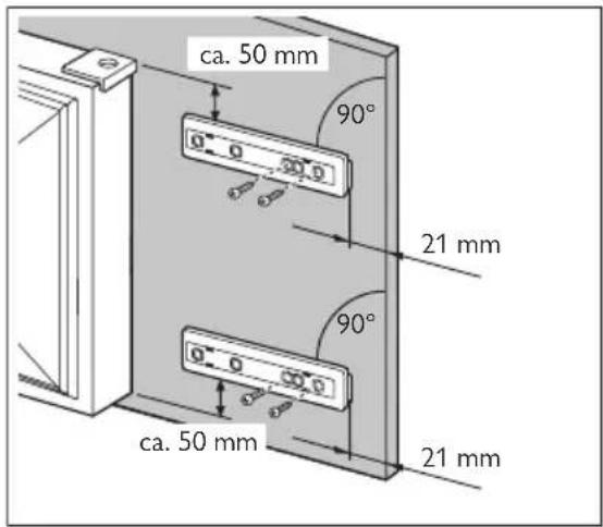 ca. 50 mm 90° 21 mm 90° ca. 50 mm 21 mm