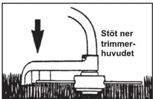 Stöt ner trimmer- huvudet