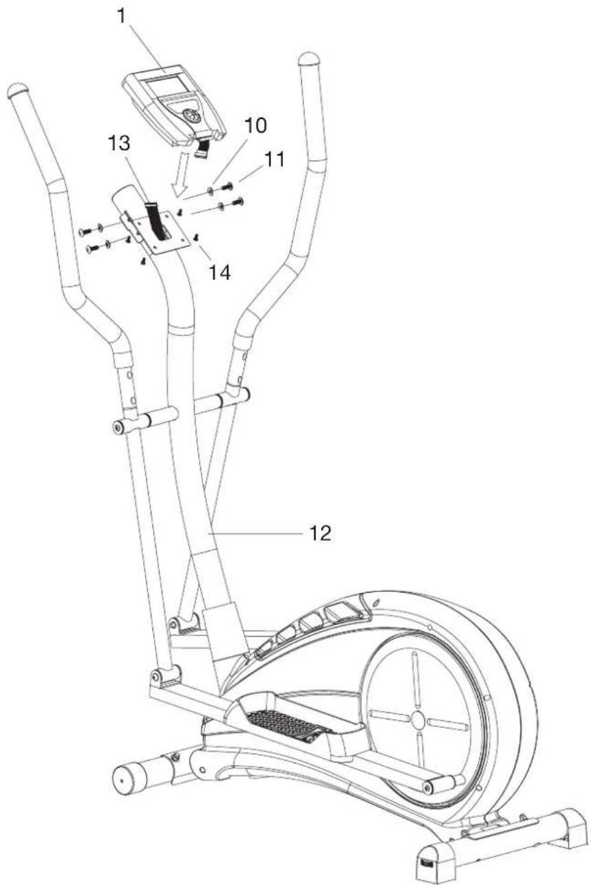 Technical diagram of an exercise machine with numbered components for identification