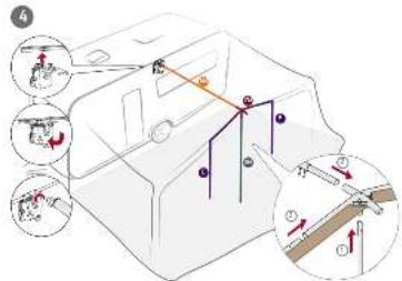 Diagram illustrating mechanical assembly or assembly process with labeled components and directional arrows indicating motion paths.