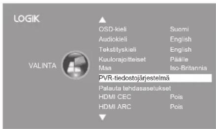 Logik L19HE13N - PVR-tiedostojärjestelmä (DTV-tila) - 2