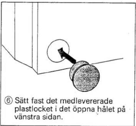 ⑥ Sätt fast det medlevererade plastlocket i det öppna hålet på vänstra sidan.